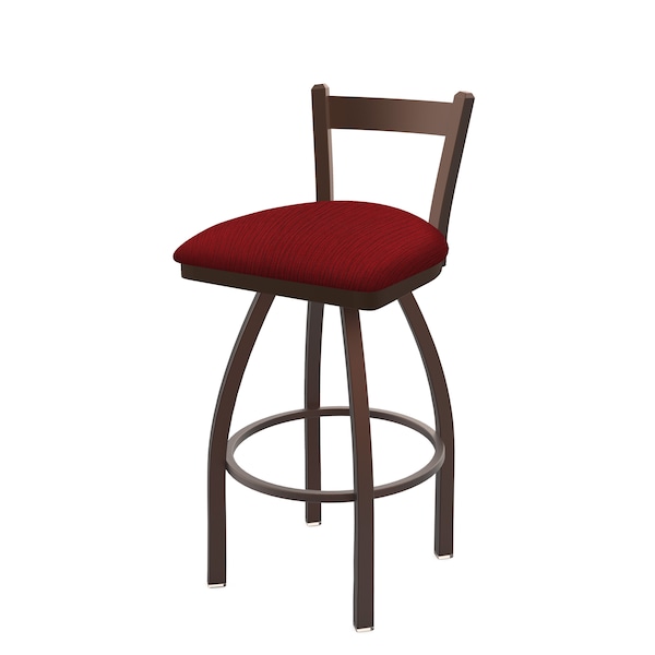 25" Low Back Swivel Counter Stool, Bronze Finish, Graph Ruby Seat